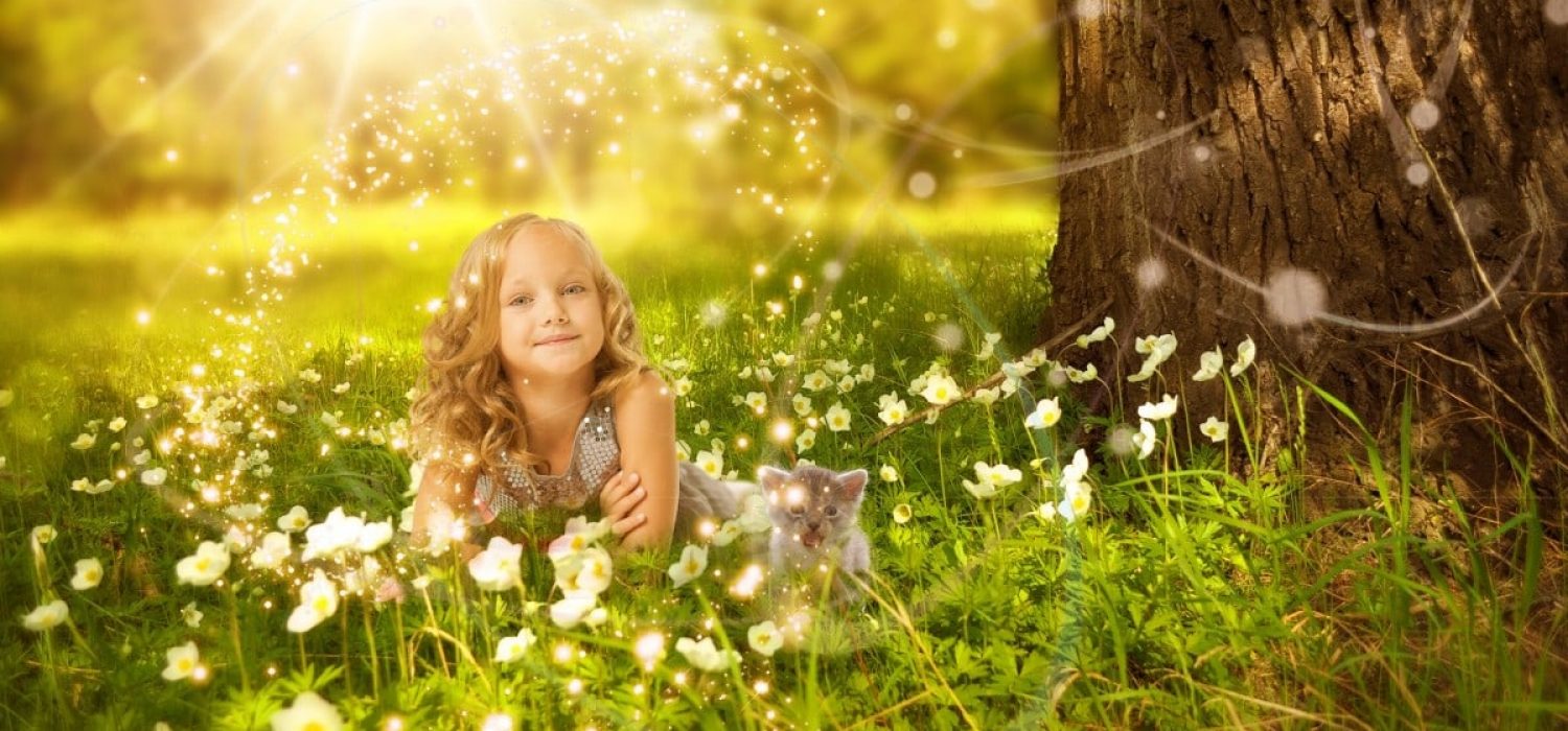 girls_cat_tree_sunshine_light_grassland_flower_flash-1330589